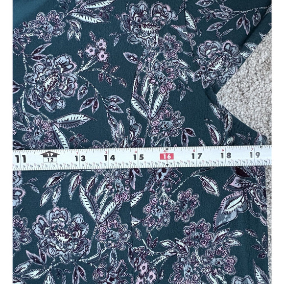 Garnet Hill Teal Floral Paisley V-neck Fit & Flare Dress Lined Pockets 12 Boho - Picture 15 of 16